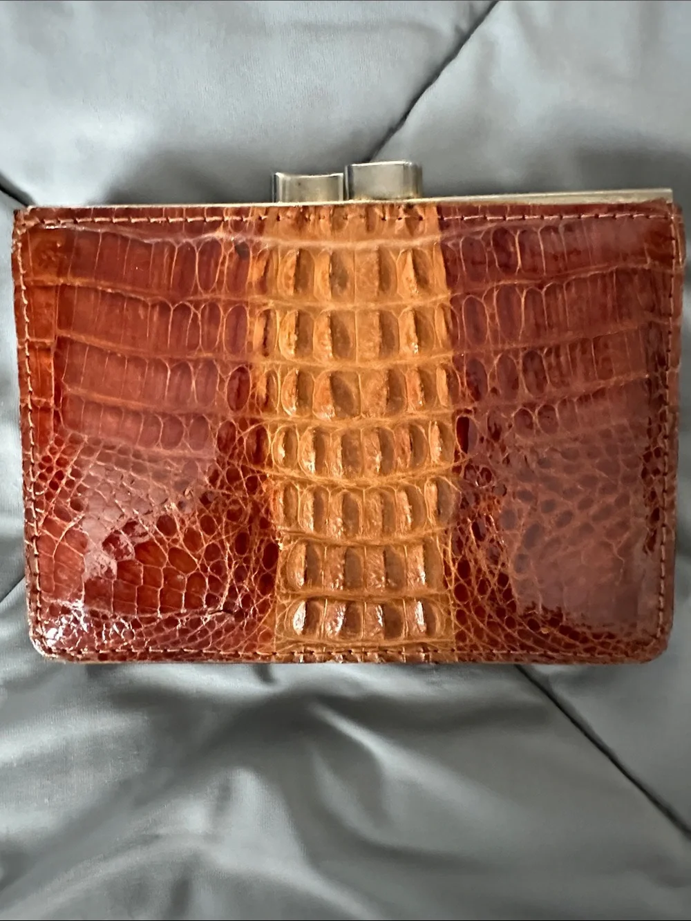 Mid-century hornback crocodile or alligator clutch/wallet